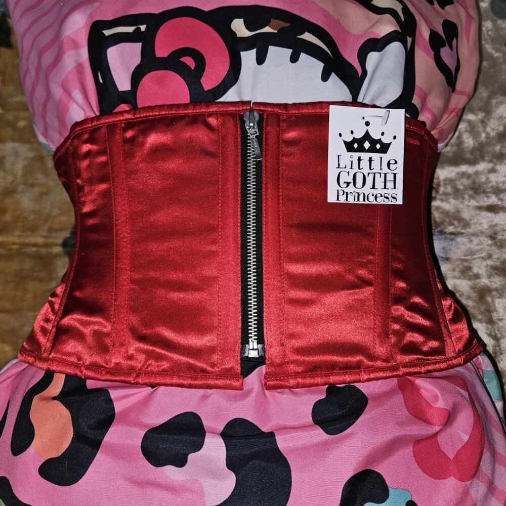 NWT 30"/XL 950 RED SILK TIGHT LACING CORSET WAIST TRAINING BELT QUALITY